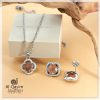 Champagne Clover Silver Pendant Set