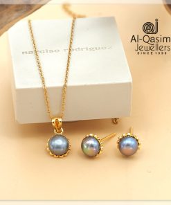 Black Pearl Silver Pendant Set