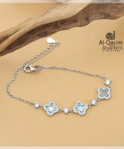 Tri Clover Silver Zircon Bracelet